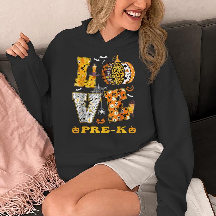 LOVE Pre-K Pumpkin Teacher Student Halloween Costume Women's Hoodie, funny design
