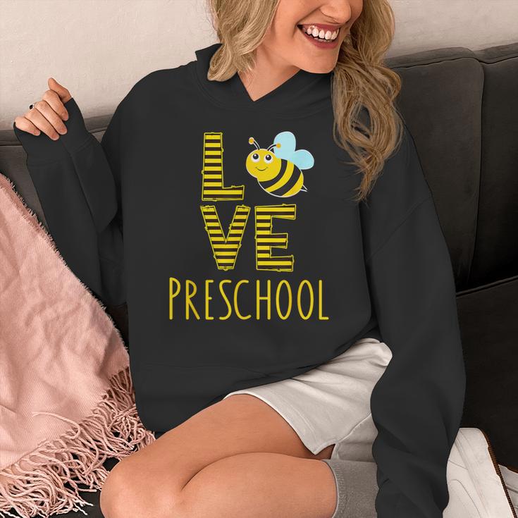 Love Preschool Back To School Yellow Bee Preschool Teacher For Men Women Girls Kids Women's Hoodie, funny design