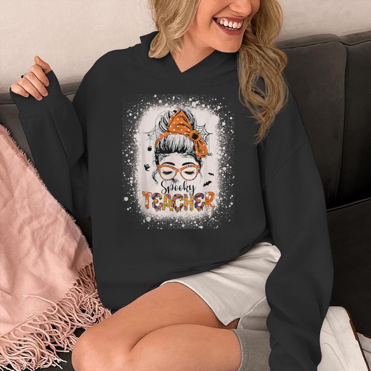 Messy Bun Spooky Teacher Bleached Halloween Teachers Women's Hoodie, funny design Messy Bun Spooky Teacher Bleached Halloween Teachers Women's Hoodie, funny design