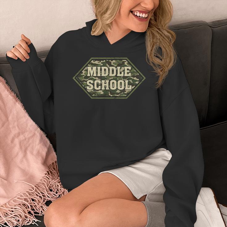 Middle School Camo Retro Back To School Teachers Women's Hoodie, funny design Middle School Camo Retro Back To School Teachers Women's Hoodie, funny design