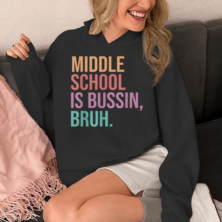 Middle School Teacher Middle School Is Bussin Bruh Women's Hoodie, funny design Middle School Teacher Middle School Is Bussin Bruh Women's Hoodie, funny design