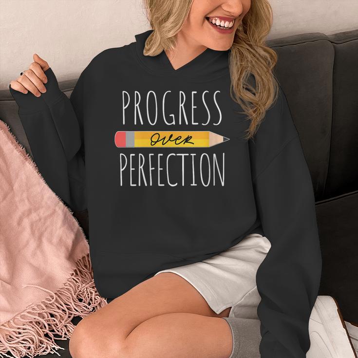 Motivational Progress Over Perfection Back To School Teacher Women's Hoodie, funny design Motivational Progress Over Perfection Back To School Teacher Women's Hoodie, funny design