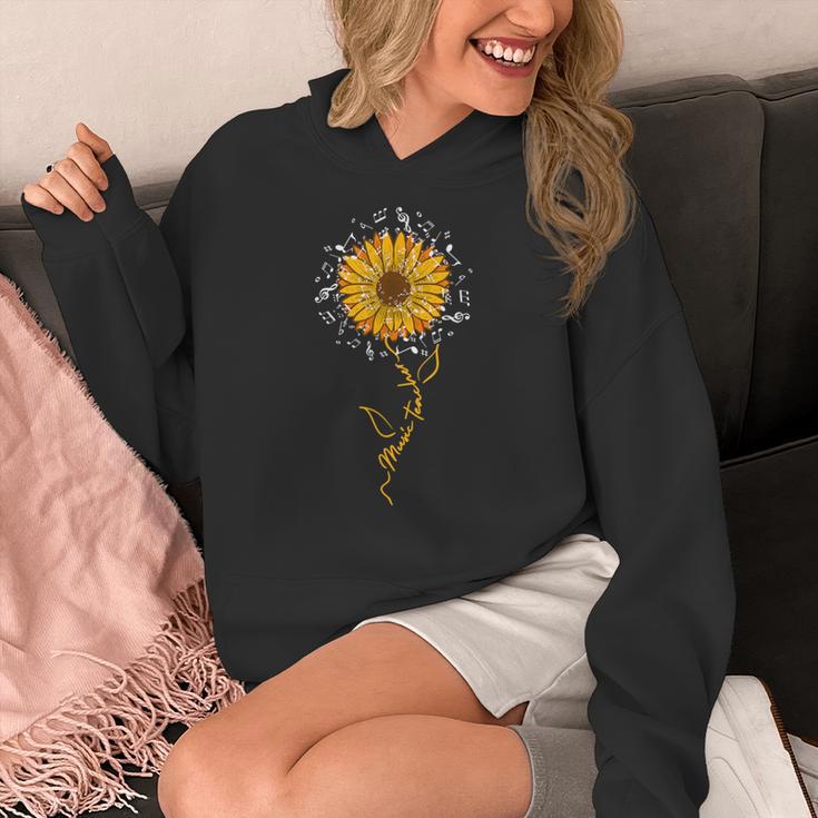 Music Teacher Shirt Sunflower Music Notes Musician Singer Women's Hoodie, funny design