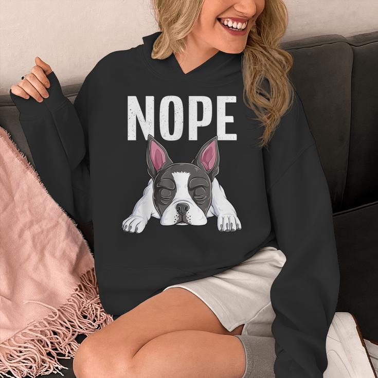 Nope Boston Terrier Puppy Dog Bostie Lover Men Women Girls Kids Women's Hoodie, funny design