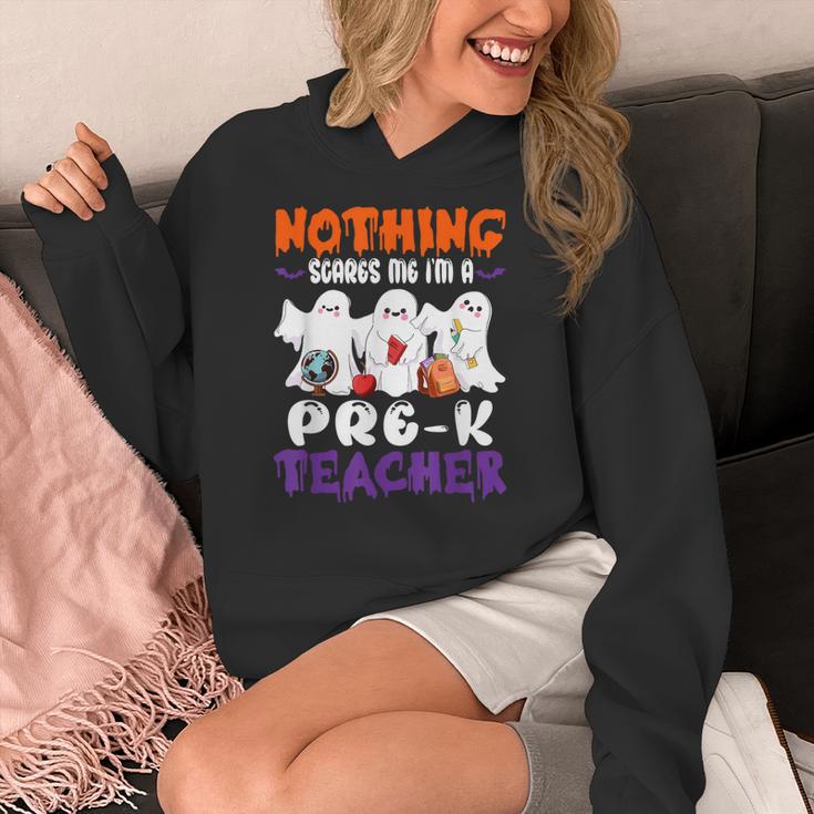 Nothing Scares Me I'm A Pre-K Teacher Halloween Ghosts Women's Hoodie, funny design