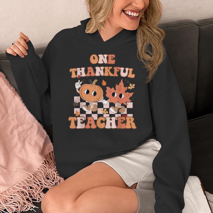 One Thankful Teacher Fall Leaves Thanksgiving Retro Women's Hoodie, funny design One Thankful Teacher Fall Leaves Thanksgiving Retro Women's Hoodie, funny design