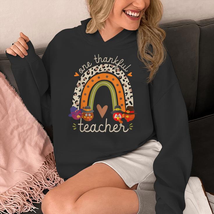 One Thankful Teacher Thanksgiving Turkey Rainbow Fall Women's Hoodie, funny design One Thankful Teacher Thanksgiving Turkey Rainbow Fall Women's Hoodie, funny design