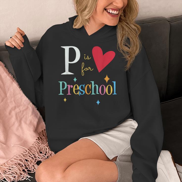 P Is For Preschool Teacher Student Back To School Women's Hoodie, funny design P Is For Preschool Teacher Student Back To School Women's Hoodie, funny design