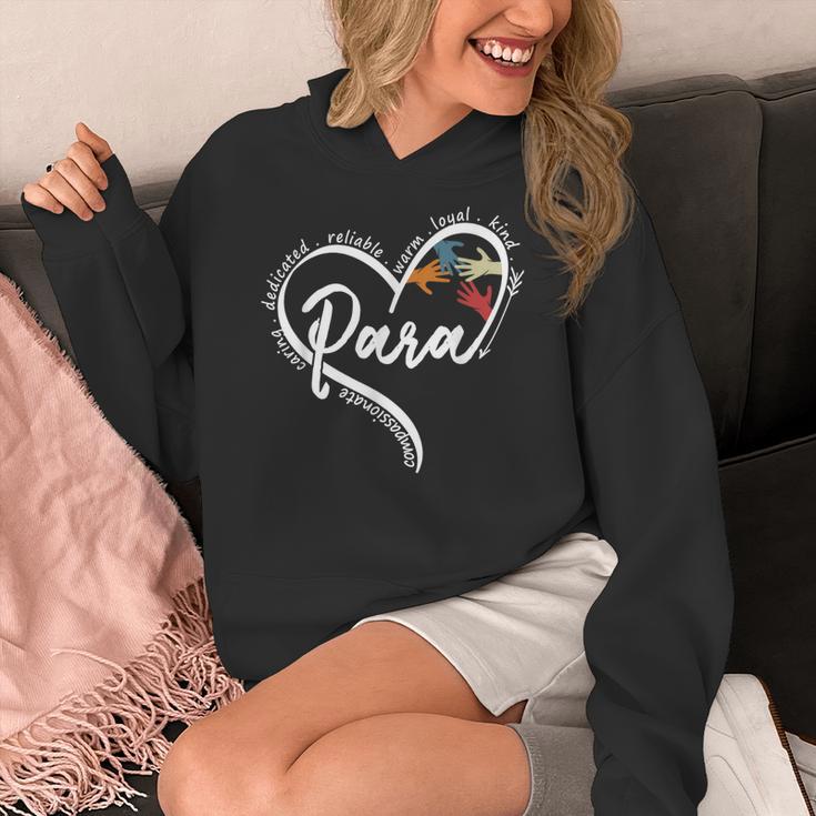 Para Heart Paraprofessional Teacher Paraeducator Women's Hoodie, funny design