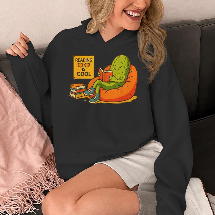 Pickle Reading Books Bookworm Teacher Librarian Kids Retro Women's Hoodie, funny design Pickle Reading Books Bookworm Teacher Librarian Kids Retro Women's Hoodie, funny design