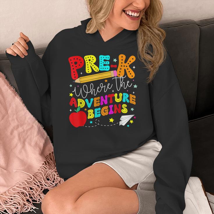 Pre-k Where The Adventure Begins First Day Of Prek Teacher Women's Hoodie, funny design