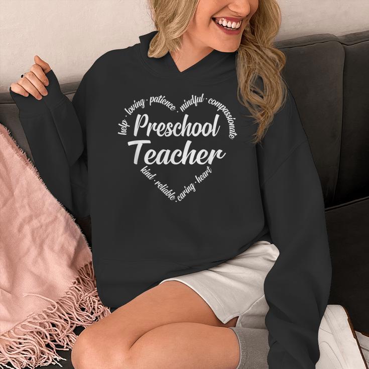 Preschool Teacher Heart Word Cloud Women's Hoodie, funny design
