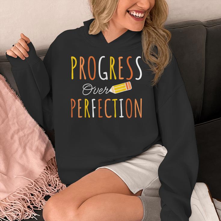Progress Over Perfection Teacher Pencil Back-To-School Women's Hoodie, funny design Progress Over Perfection Teacher Pencil Back-To-School Women's Hoodie, funny design