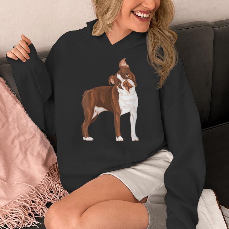 Red Boston Terrier Dog Women's Hoodie, funny design