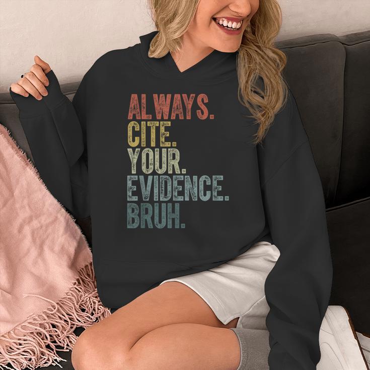 Retro ALways Cite Your Evidence Bruh ELA Teacher For Men Women Kids Women's Hoodie, funny design Retro ALways Cite Your Evidence Bruh ELA Teacher For Men Women Kids Women's Hoodie, funny design
