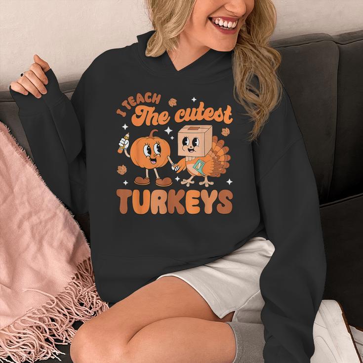 Retro I Teach The Cutest Turkey Thanksgiving Pumpkin Teacher Women's Hoodie, funny design Retro I Teach The Cutest Turkey Thanksgiving Pumpkin Teacher Women's Hoodie, funny design