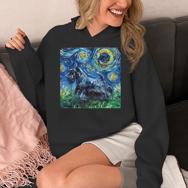 Scottish Terrier Starry Night Scotty Dog Art By Aja Women's Hoodie, funny design