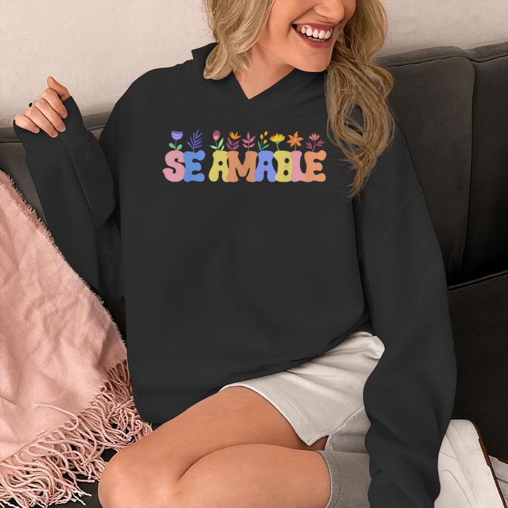Se Amable Be Kind In Spanish Groovy Teacher Flowers Women's Hoodie, Groovy Teacher Gifts, funny design Se Amable Be Kind In Spanish Groovy Teacher Flowers Women's Hoodie, Groovy Teacher Gifts, funny design