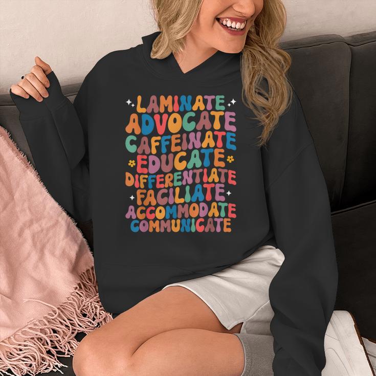 Sped Caffeinate Advocate Laminate Educate Teacher Men Women Kids Women's Hoodie, funny design