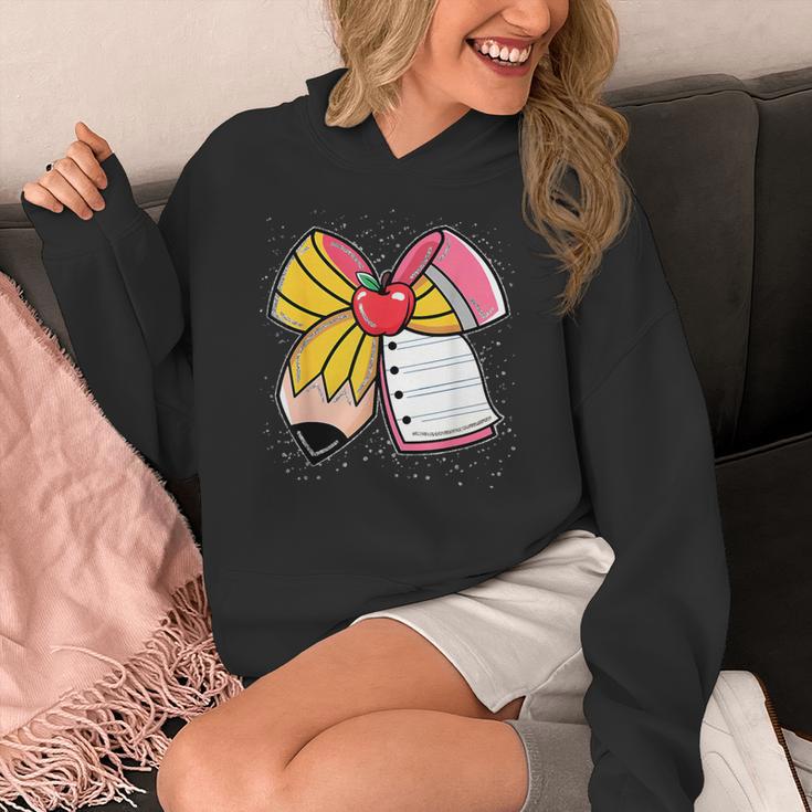 Student Teacher Coquette Bow Pencil Back To School First Day Women's Hoodie, funny design