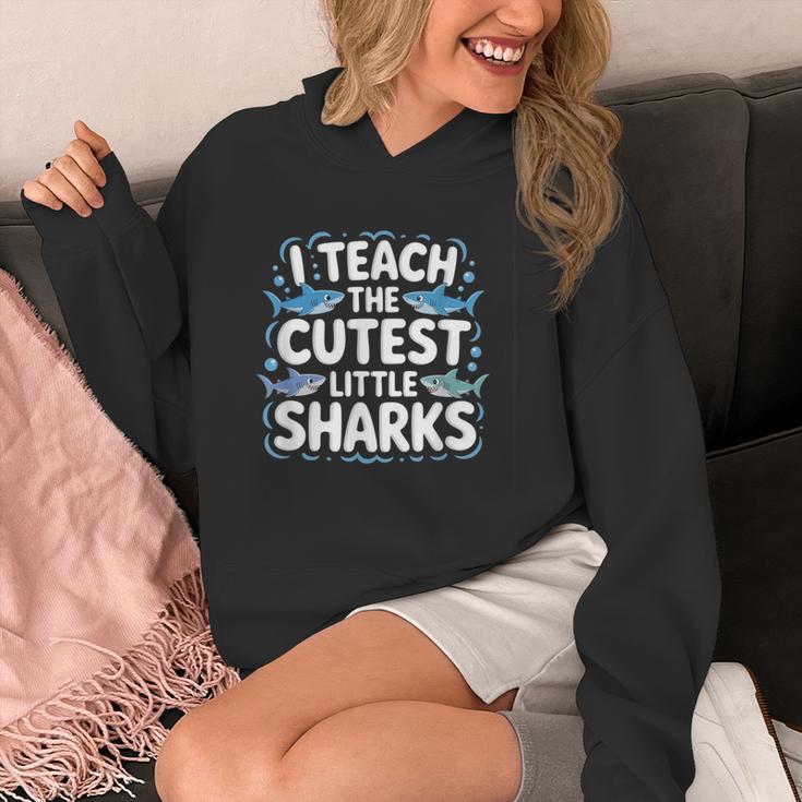 I Teach The Cutest Little Sharks Teacher School Women's Hoodie, funny design I Teach The Cutest Little Sharks Teacher School Women's Hoodie, funny design