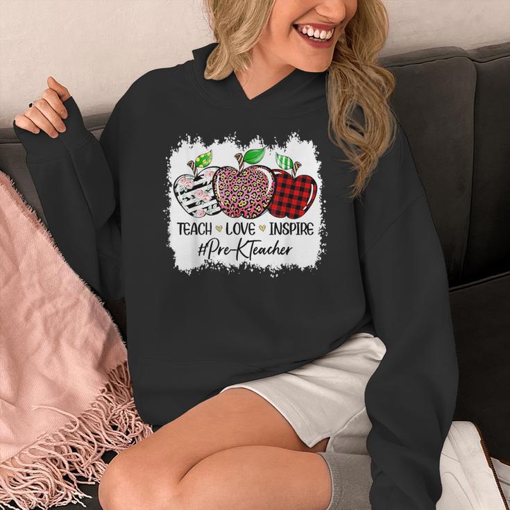 Teach Love Inspire Pre-k Teacher Apple Leopard Red Plain Women's Hoodie, funny design Teach Love Inspire Pre-k Teacher Apple Leopard Red Plain Women's Hoodie, funny design