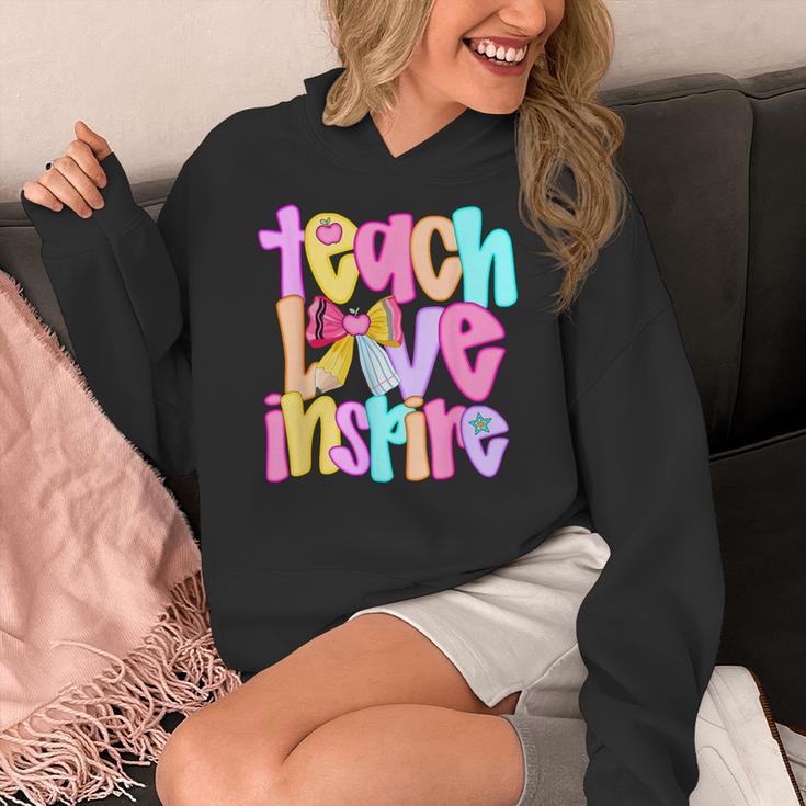 Teach Love Inspire Preppy Back To School Teacher Women Women's Hoodie, funny design Teach Love Inspire Preppy Back To School Teacher Women Women's Hoodie, funny design