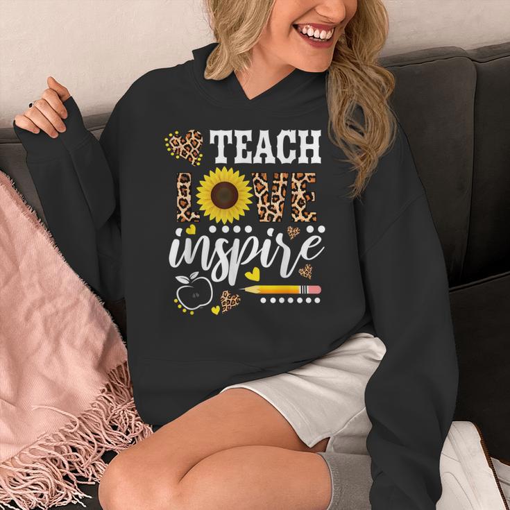 TEACH LOVE INSPIRE Teacher Sunflower Appreciation Women's Hoodie, funny design TEACH LOVE INSPIRE Teacher Sunflower Appreciation Women's Hoodie, funny design