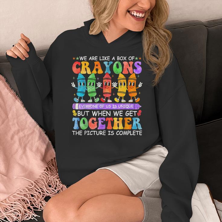 Teacher We Are Like A Box Of Crayons Back To School Men Women Kids Women's Hoodie, funny design Teacher We Are Like A Box Of Crayons Back To School Men Women Kids Women's Hoodie, funny design
