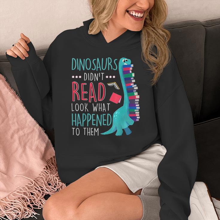 Teacher Dinosaurs Didnt Read Look What Happened Book Reading Women's Hoodie, funny design Teacher Dinosaurs Didnt Read Look What Happened Book Reading Women's Hoodie, funny design