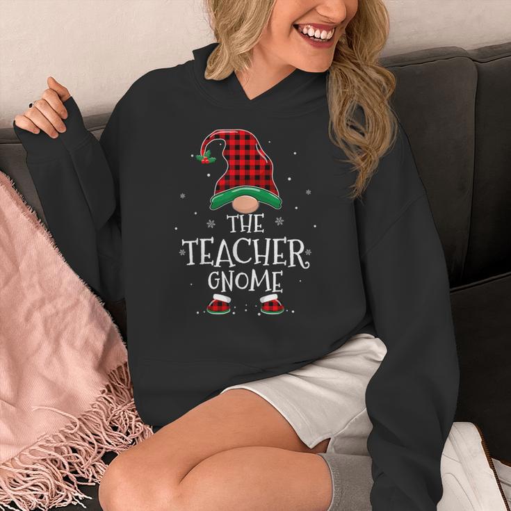 Teacher Gnome Xmas Family Matching Plaid Christmas Gnomes Women's Hoodie, funny design