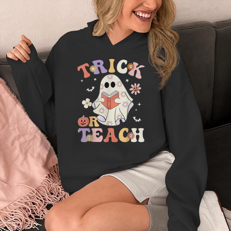 Teacher Halloween Trick Or Teach Floral Ghost Women's Hoodie, funny design