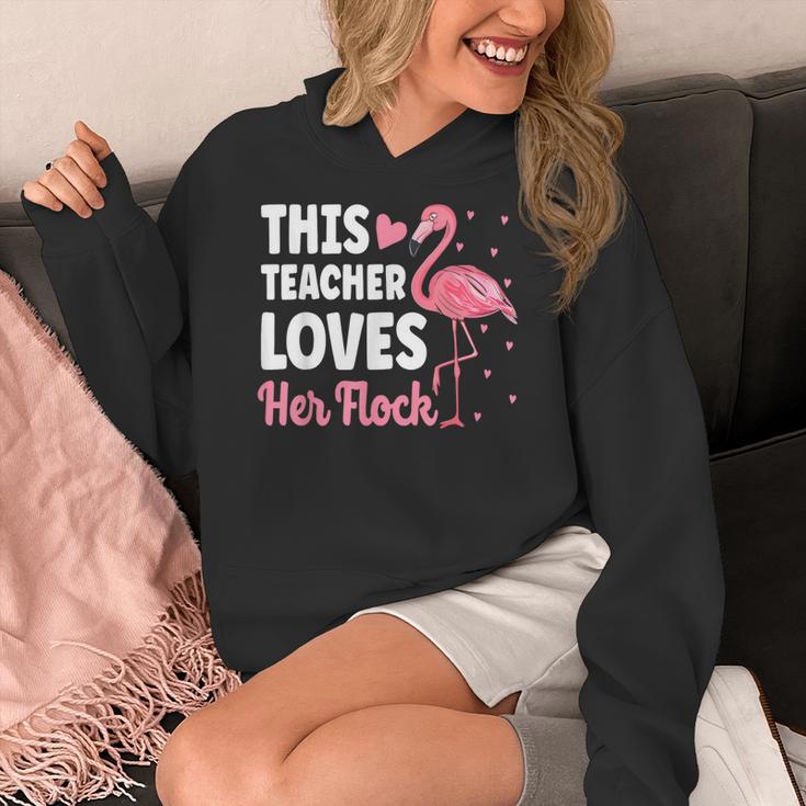 This Teacher Loves Her Flock Teaching Flamingo Girl Women's Hoodie, funny design