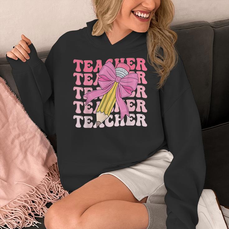Teacher Pencil Back To School Groovy Pink Teacher First Day Women's Hoodie, Groovy Teacher Gifts, funny design Teacher Pencil Back To School Groovy Pink Teacher First Day Women's Hoodie, Groovy Teacher Gifts, funny design