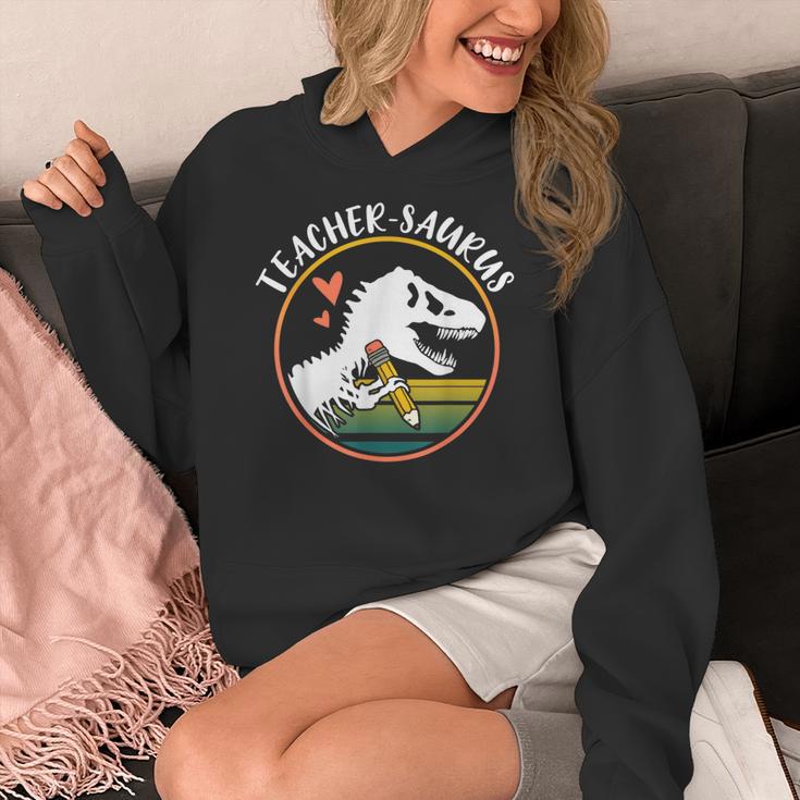 Teacher-Saurus Dinosaur Teacher Design T-Rex Design Women's Hoodie, funny design