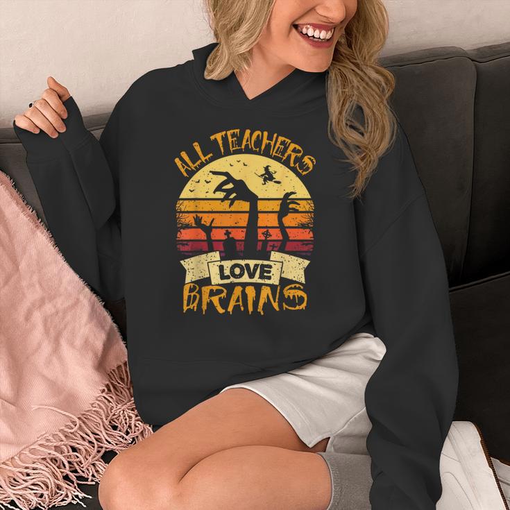 Teacher Shirt All Teachers Love Brains Halloween Men Women Women's Hoodie, funny design