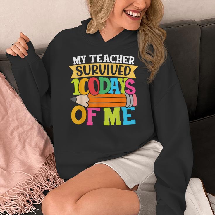 My Teacher Survived 100 Days Of Me 100th Day Of School Kids Women's Hoodie, funny design