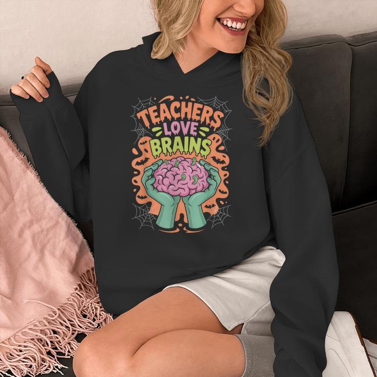 Teacher Teachers Love Brains Halloween Men Women Women's Hoodie, funny design