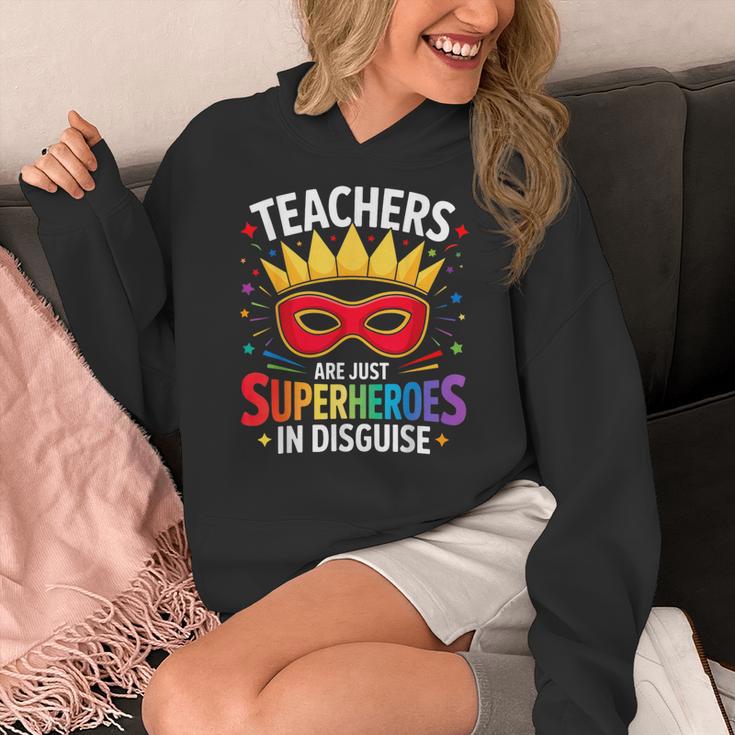 Teachers Are Just Superheroes In Disguise Fun Back To School Women's Hoodie, funny design