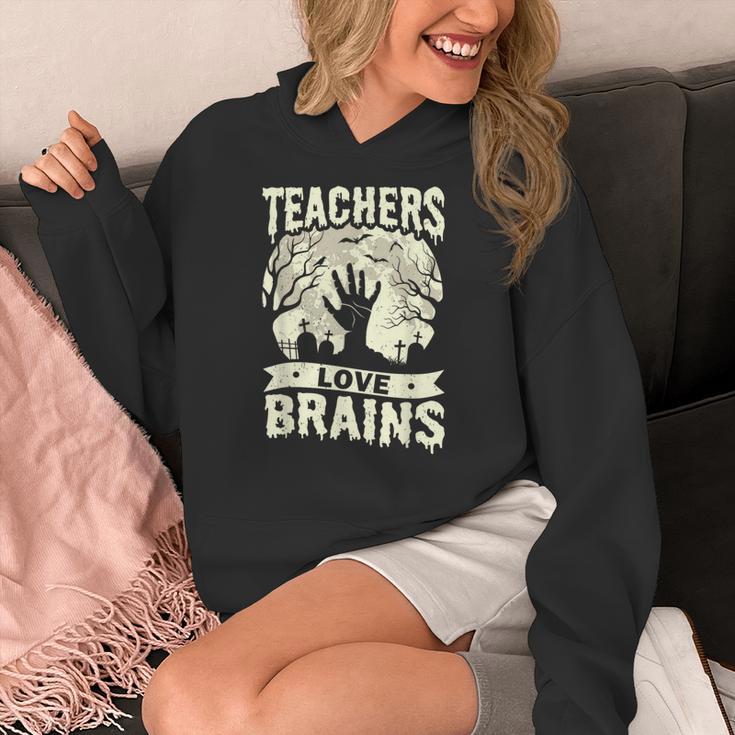 Teachers Love Brains Halloween Costume Boo Trick Teach Women's Hoodie, funny design
