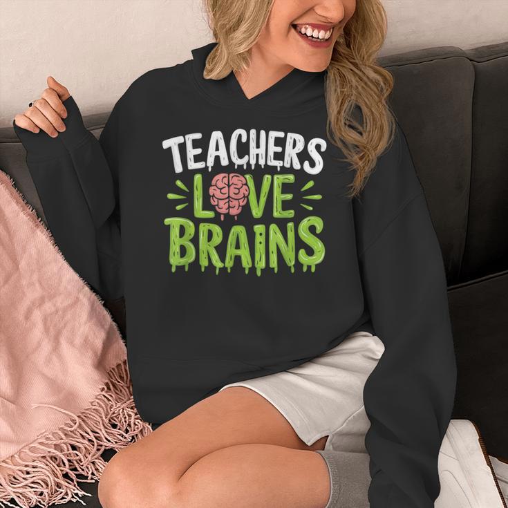 Teachers Love Brains Halloween Teacher Zombie Women's Hoodie, funny design Teachers Love Brains Halloween Teacher Zombie Women's Hoodie, funny design