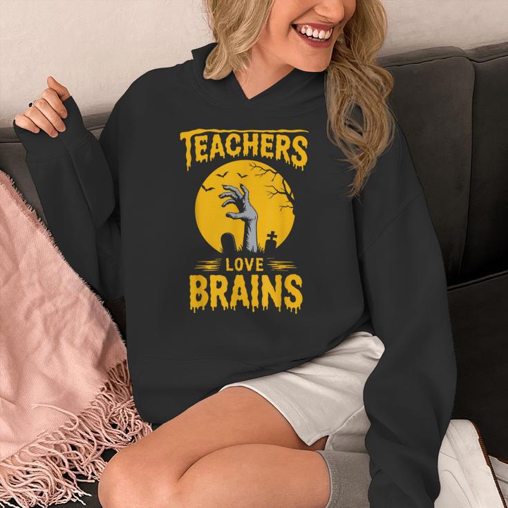 Teachers Love Brains Shirt Men Women Halloween Teacher Women's Hoodie, funny design