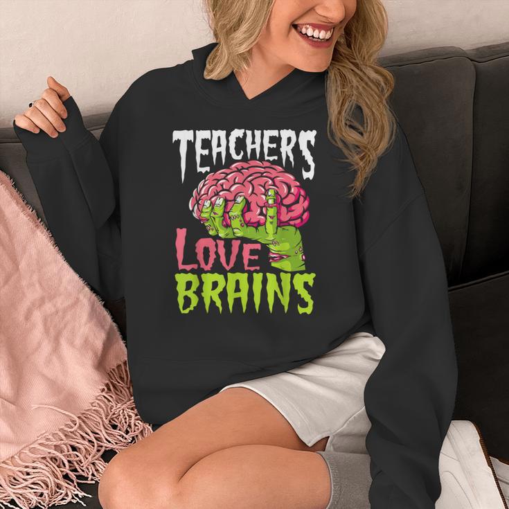 Teachers Love Brains Zombie Teacher Halloween Zombies Women's Hoodie, funny design