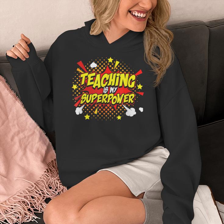 Teaching Is My Superpower Retro Comic Teacher Women's Hoodie, funny design Teaching Is My Superpower Retro Comic Teacher Women's Hoodie, funny design