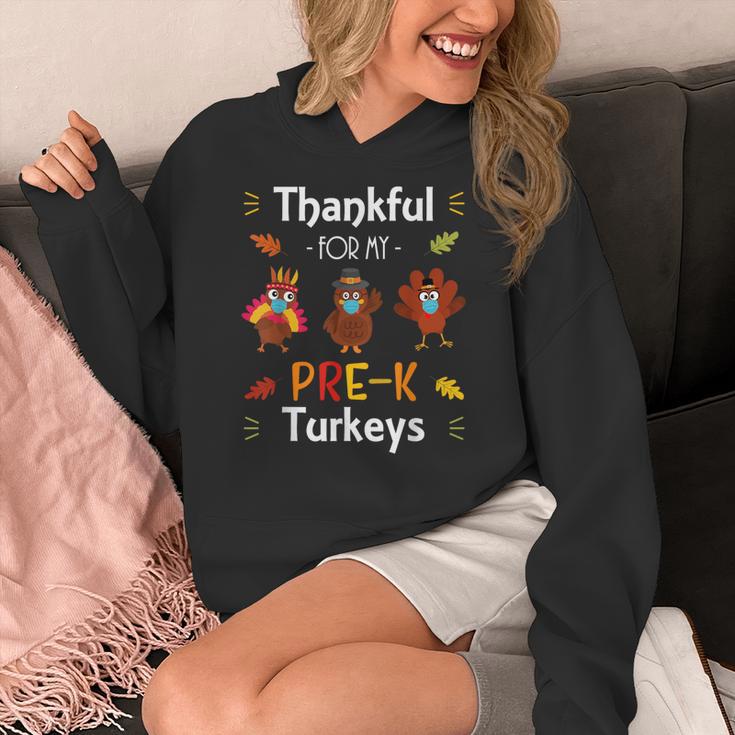Thankful For My Prek Turkeys In Masks Thanksgiving Teacher For Men Women Women's Hoodie, funny design