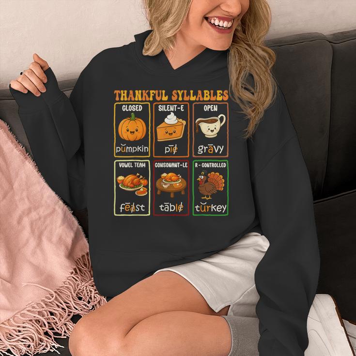 Thankful Syllables Thanksgiving Phonics Reading Teacher Fall Women's Hoodie, funny design Thankful Syllables Thanksgiving Phonics Reading Teacher Fall Women's Hoodie, funny design
