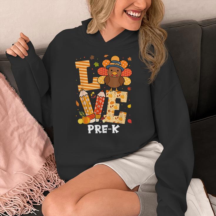 Thanksgiving Love Pre-K Teacher Turkey Autumn Fall For Men Women Girls Kids Women's Hoodie, funny design