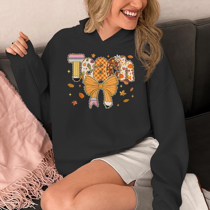 Thanksgiving Teacher Pencil Bow One Thankful Teacher Fall Women's Hoodie, funny design Thanksgiving Teacher Pencil Bow One Thankful Teacher Fall Women's Hoodie, funny design