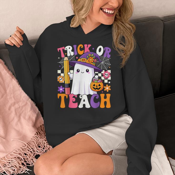 Trick Or Teach Teacher Pencil Ghost Halloween Teacher Women's Hoodie, funny design