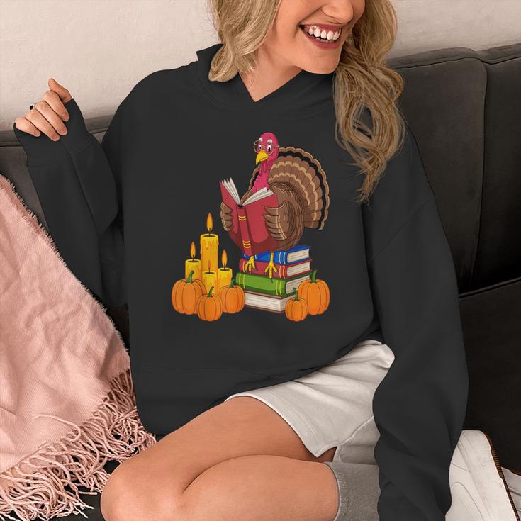 Turkey Reading Books Fall Thanksgiving Teacher Book Women's Hoodie, funny design Turkey Reading Books Fall Thanksgiving Teacher Book Women's Hoodie, funny design